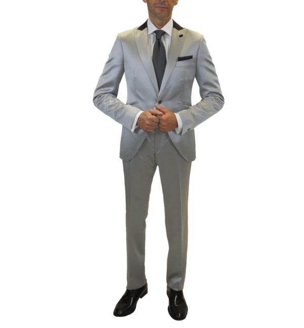 Conjunto de traje de novio en plata brillo