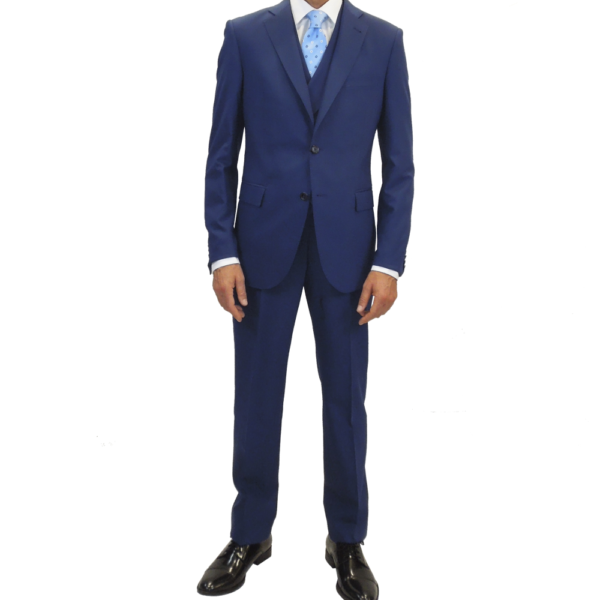 traje compuesto de chaqueta y pantalón azul